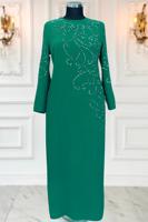 Hijab clothing GREEN PLUS SIZE EVENING DRESS T 3231