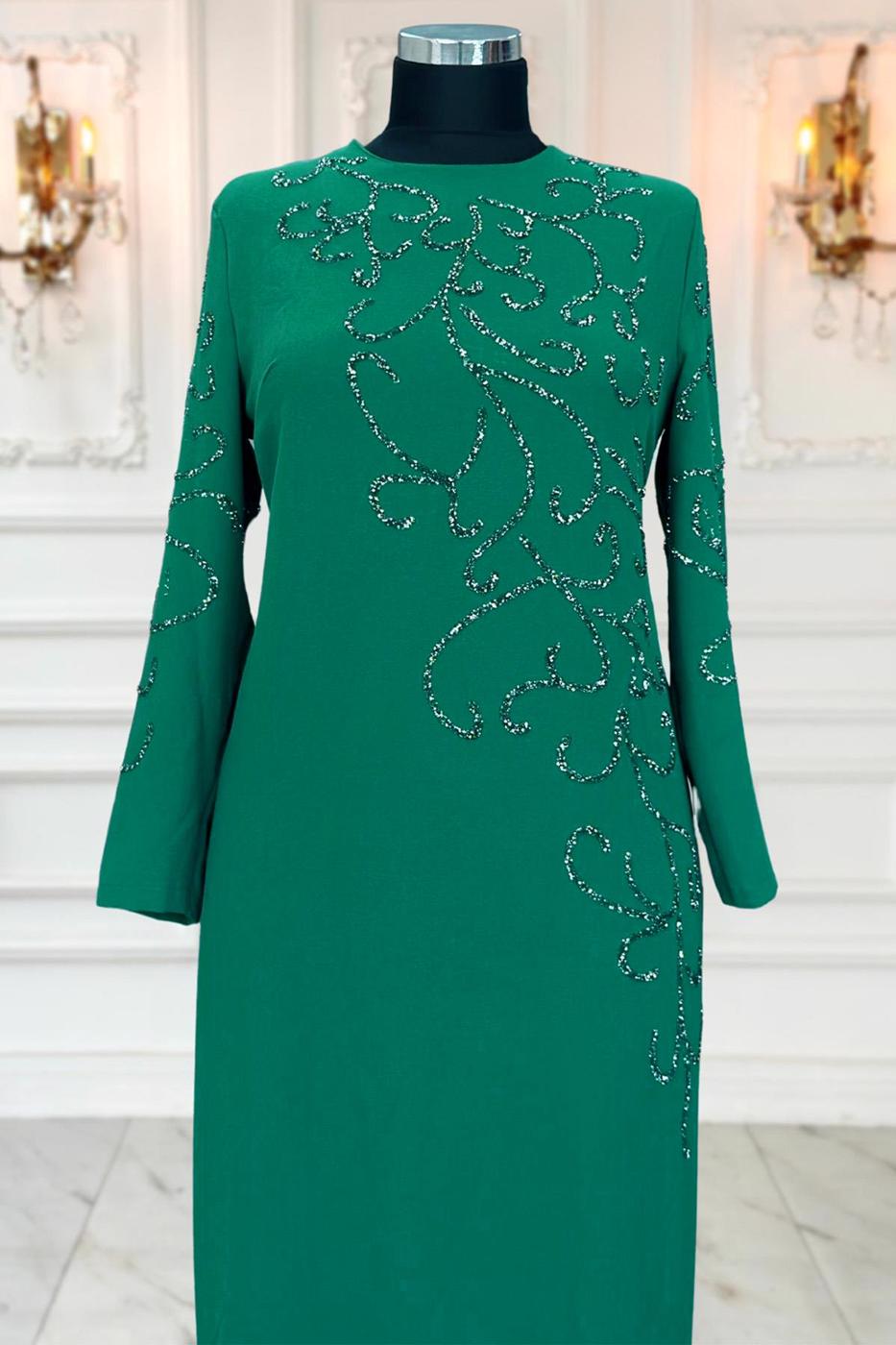 Hijab clothing GREEN PLUS SIZE EVENING DRESS T 3231