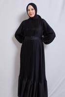 Vêtements hijab NOIR ROBE DE SOIRÉE CEINTURE T 3534