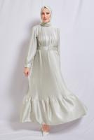 Vêtements hijab BEIGE ROBE DE SOIRÉE CEINTURE T 3534