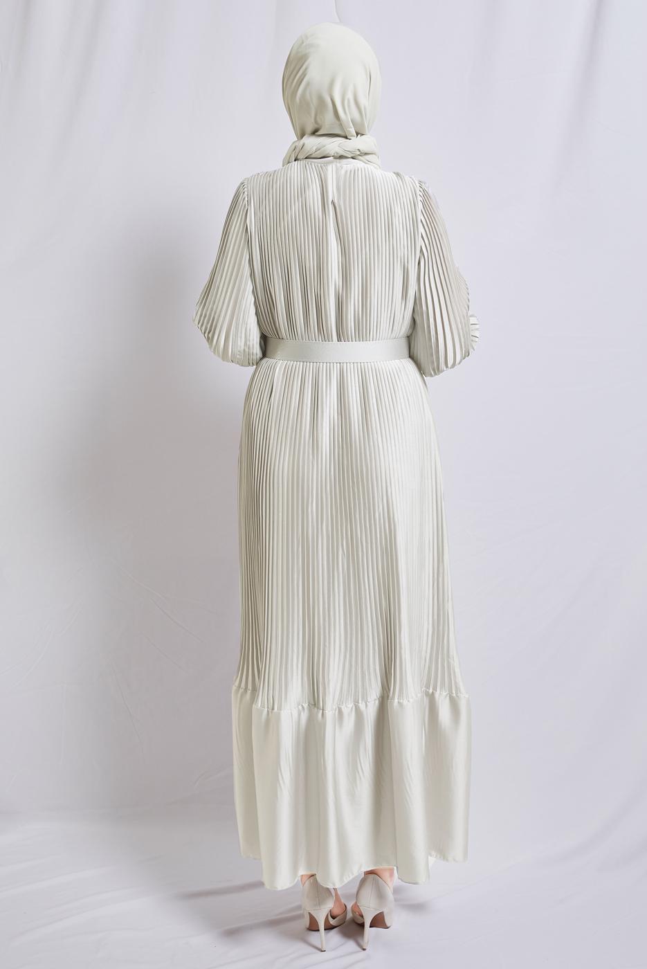 Vêtements hijab BEIGE ROBE DE SOIRÉE CEINTURE T 3534