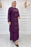 Hijab clothing PLUM EVENING DRESS WITH GEM T 3721