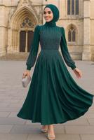 Hijab clothing GREEN GEM EMBROIDERED MODEST EVENING DRESS T 3853