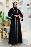 Vêtements hijab NOIR COSTUME ABAYA CEINTURE T 3948