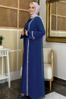 Hijab clothing NAVY BLUE BELTED ABAYA SUIT T 3948