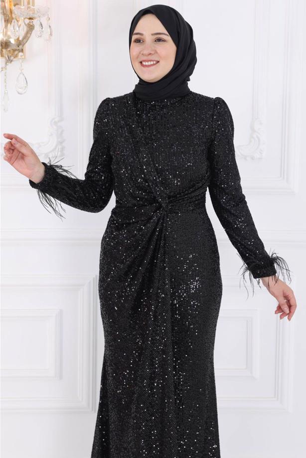 sachin and babi light blue dress Embroidered Satin Modest Gown Hijab Evening Dress  2025 - Shop of Turkey