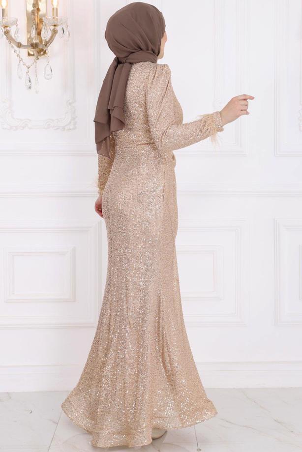 SEQUINED MODEST EVENING DRESS | TRENDTESETTR