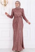 Vêtements hijab ROSE ROBE DE SOIRÉE MODESTE À SEQUINS T 3953