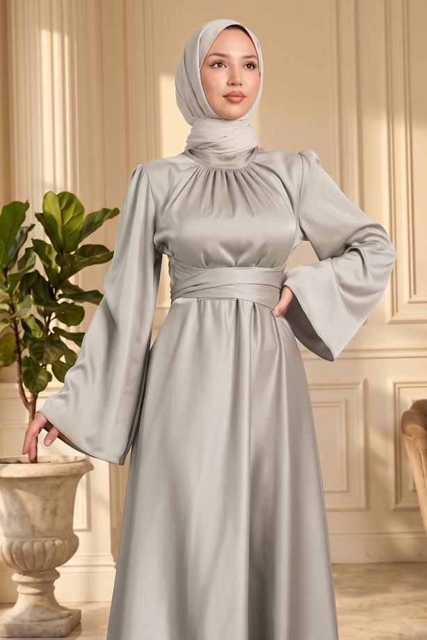 BELTED MODEST EVENING DRESS | TRENDTESETTR