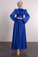 Tesettür giyim LACİVERT KUŞAKLI TESETTÜR ABİYE ELBİSE T 5016
