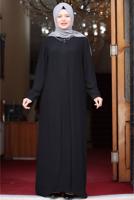 Tesettür giyim SİYAH BÜYÜK BEDEN ŞİFON ABİYE ELBİSE T 5033