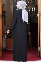 Tesettür giyim SİYAH BÜYÜK BEDEN ŞİFON ABİYE ELBİSE T 5033