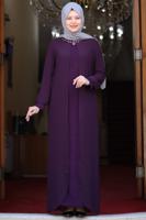 Tesettür giyim MOR BÜYÜK BEDEN ŞİFON ABİYE ELBİSE T 5033