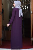 Tesettür giyim MOR BÜYÜK BEDEN ŞİFON ABİYE ELBİSE T 5033