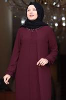 Vêtements hijab ROUGE BORDEAUX ROBE DE SOIRÉE GRANDE TAILLE T 5033
