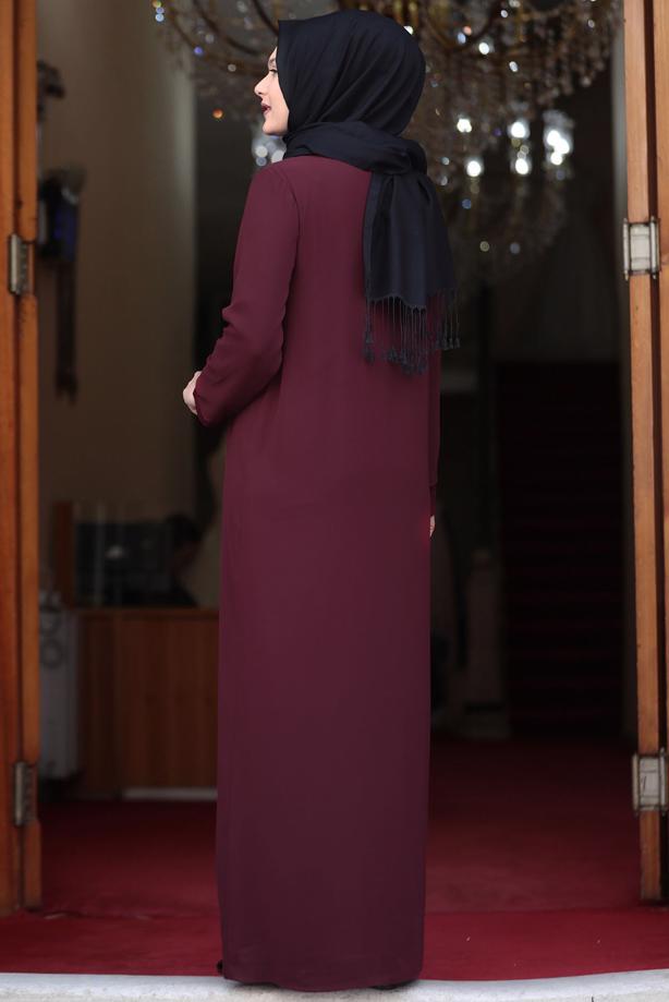 Vêtements hijab ROUGE BORDEAUX ROBE DE SOIRÉE GRANDE TAILLE T 5033 - TRENDTESETTÜR