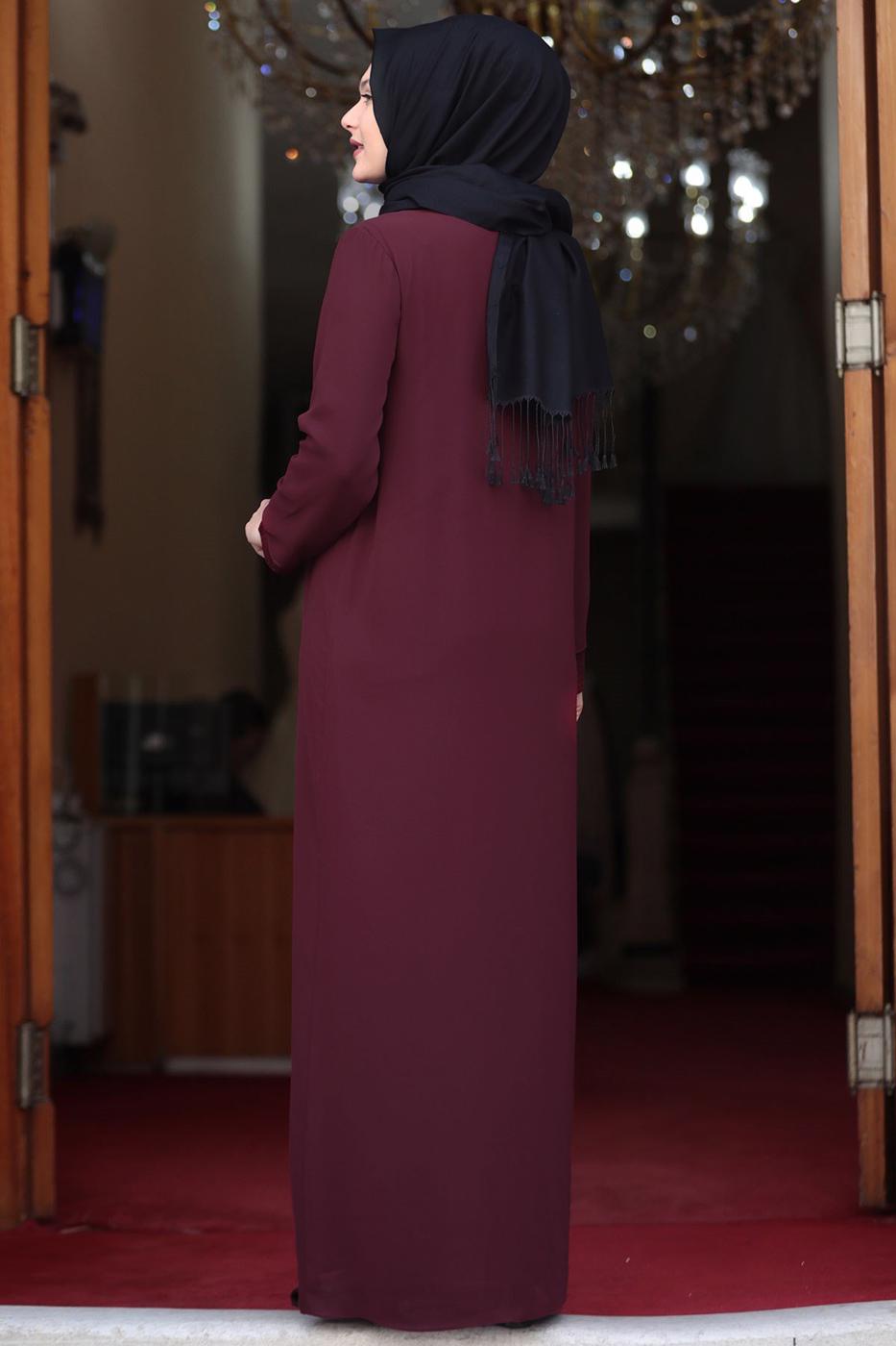 Vêtements hijab ROUGE BORDEAUX ROBE DE SOIRÉE GRANDE TAILLE T 5033