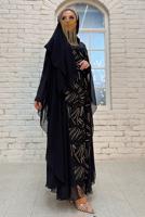 Tesettür giyim SİYAH PUL PAYETLİ ABİYE ELBİSELİ TAKIM T 5773