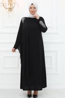 Hijab clothing BLACK EVENING DRESS WITH GEM T 5921