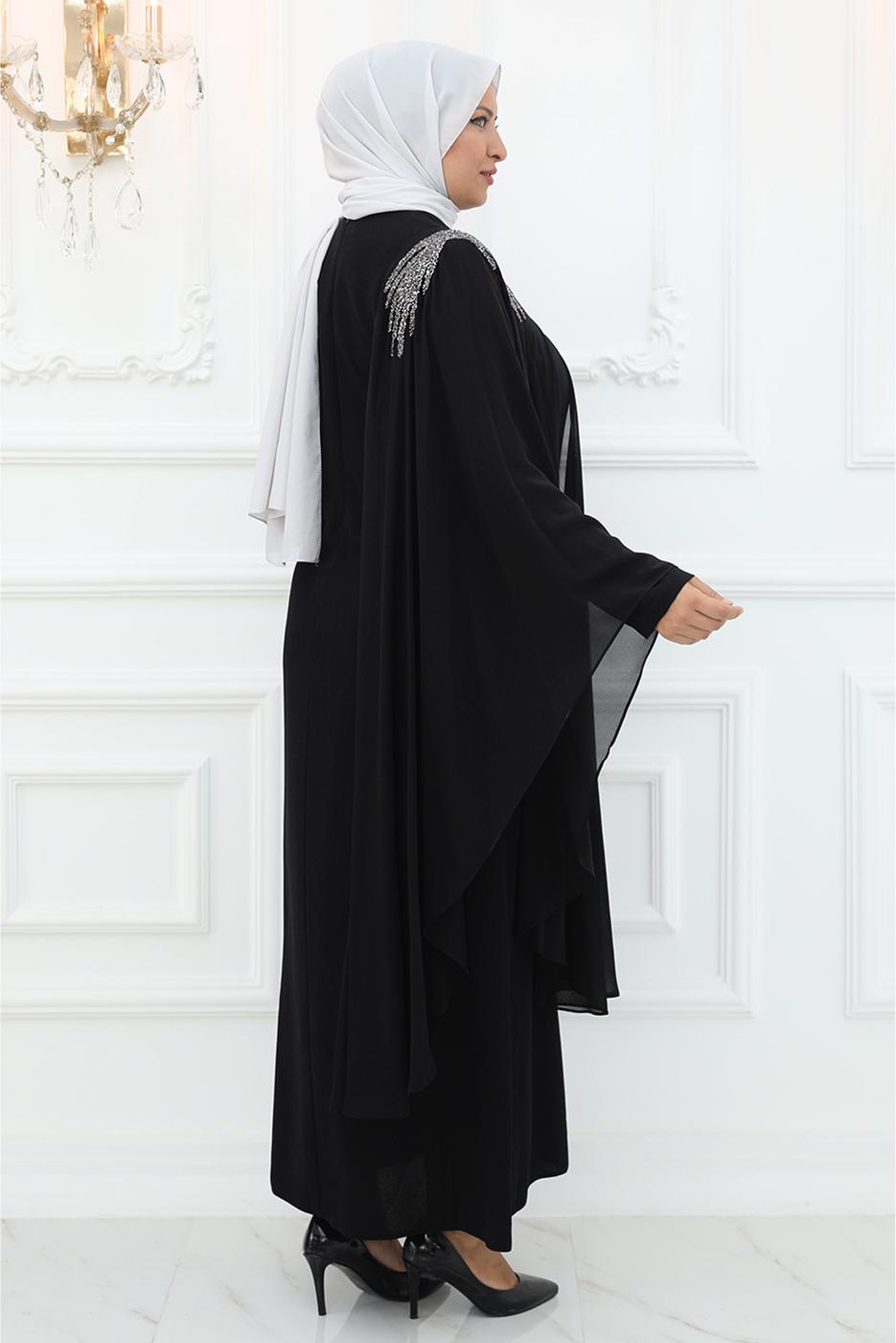 Hijab clothing BLACK EVENING DRESS WITH GEM T 5921
