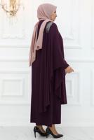 Hijab clothing PLUM EVENING DRESS WITH GEM T 5921