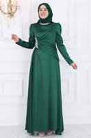 Hijab clothing GREEN GEM DETAILED EVENING DRESS T 7853