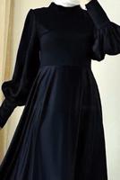 Tesettür giyim SİYAH BALON KOL ABİYE ELBİSE T 7895-1