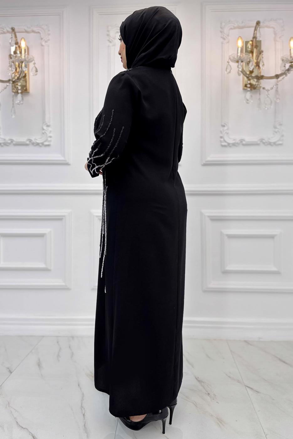 Vêtements hijab NOIR ROBE DE SOIRÉE GRANDE TAILLE T 8031