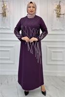Vêtements hijab PRUNE ROBE DE SOIRÉE GRANDE TAILLE T 8031