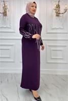 Vêtements hijab PRUNE ROBE DE SOIRÉE GRANDE TAILLE T 8031