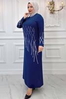 Vêtements hijab BLEU MARINE ROBE DE SOIRÉE GRANDE TAILLE T 8031
