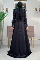 Tesettür giyim SİYAH TAŞ DETAYLI ABİYE ELBİSE T 8511
