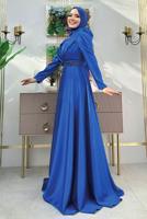 Tesettür giyim LACİVERT TAŞ DETAYLI ABİYE ELBİSE T 8511