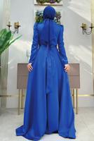 Tesettür giyim LACİVERT TAŞ DETAYLI ABİYE ELBİSE T 8511