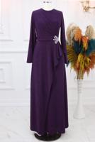 Hijab clothing PURPLE EVENING DRESS WITH GEM T 8653