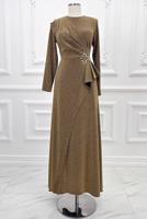 Hijab clothing GOLD EVENING DRESS WITH GEM T 8653