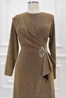 Hijab clothing GOLD EVENING DRESS WITH GEM T 8653