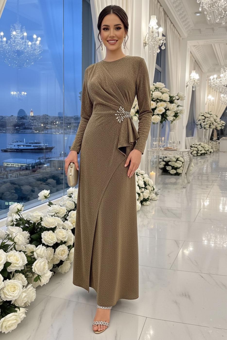 Vêtements hijab OR ROBE DE SOIRÉE AVEC GEMME T 8653