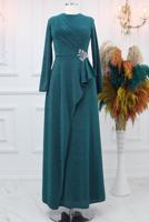 Hijab clothing BLUE EVENING DRESS WITH GEM T 8653