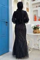 Tesettür giyim SİYAH BALIK MODEL ABİYE ELBİSE T 9311