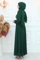 Hijab clothing GREEN BELTED EVENING DRESS T 9553