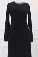 Hijab clothing BLACK EVENING DRESS WITH GEM T 9653