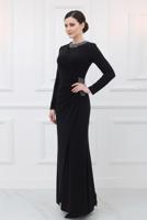 Tesettür giyim SİYAH TAŞ DETAYLI ABİYE ELBİSE T 9653