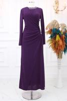 Hijab clothing PURPLE EVENING DRESS WITH GEM T 9653