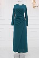 Vêtements hijab BLEU ROBE DE SOIRÉE AVEC GEMME T 9653