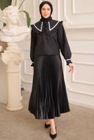 Hijab clothing BLACK PETER PAN COLLAR BLOUSE T 6602