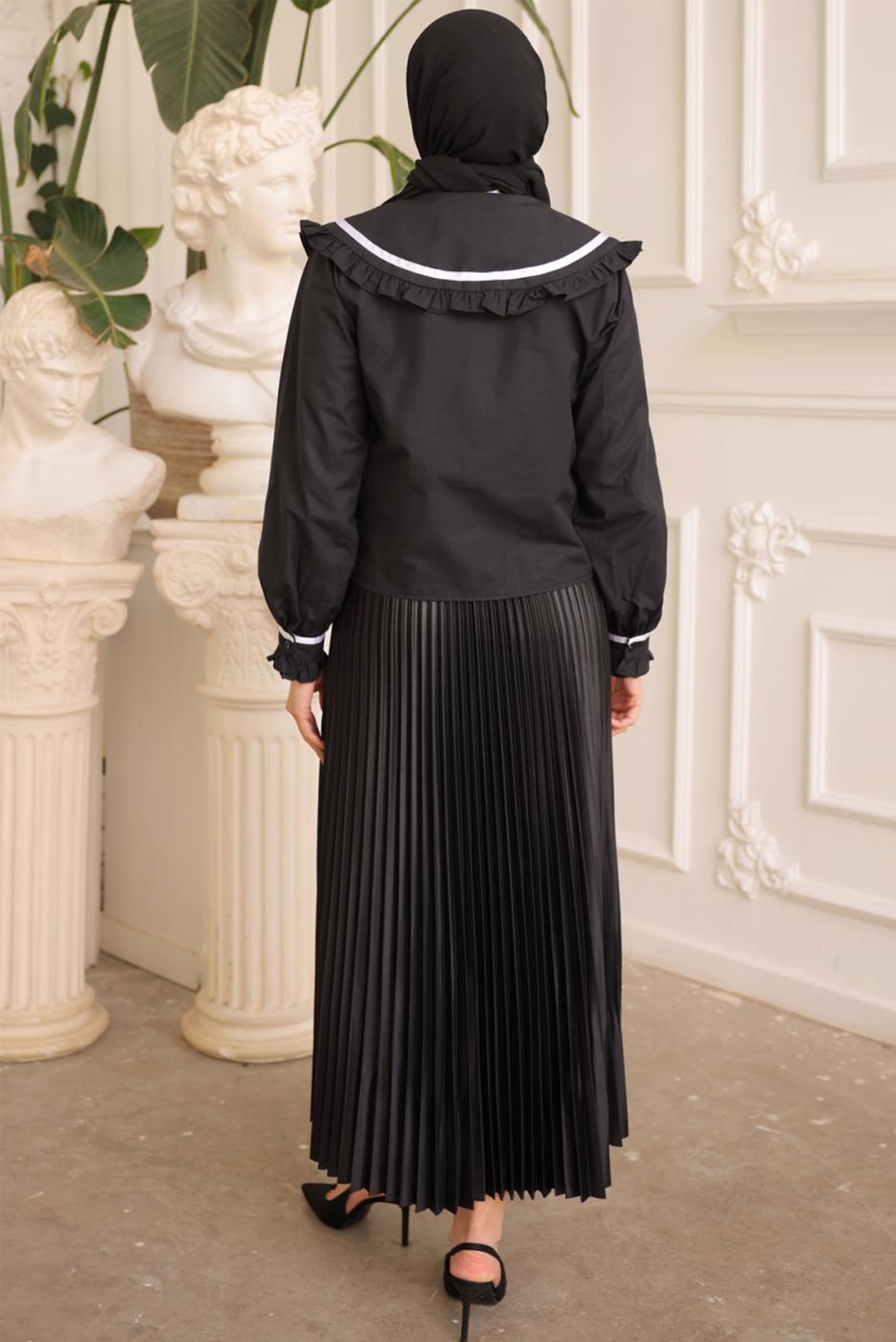 Hijab clothing BLACK PETER PAN COLLAR BLOUSE T 6602