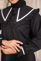 Hijab clothing BLACK PETER PAN COLLAR BLOUSE T 6602