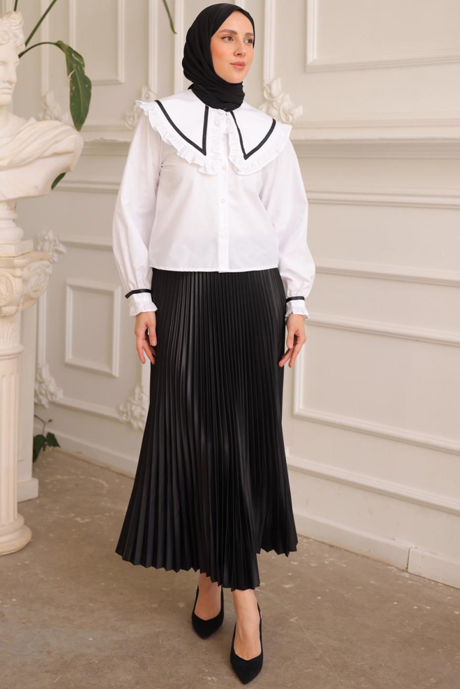 Hijab clothing CREAM PETER PAN COLLAR BLOUSE T 6602