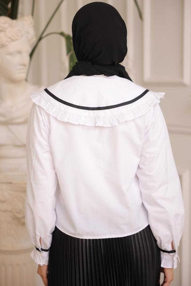 Hijab clothing CREAM PETER PAN COLLAR BLOUSE T 6602 - TRENDTESETTÜR